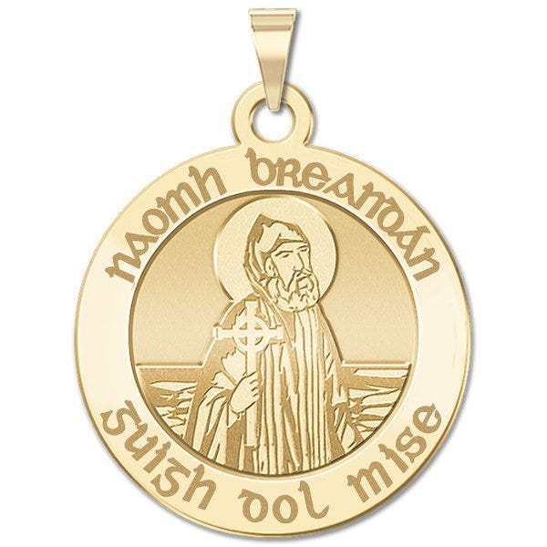 Saint Brendan - Gaelic - Round Religious Medal