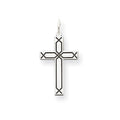 14K White Gold Laser Designed Cross Charm