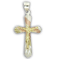 Sterling Silver Tri-Color Pointed Ends Crucifix Pendant