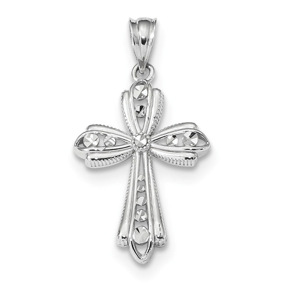 14K White Gold Fancy Cross Pendant
