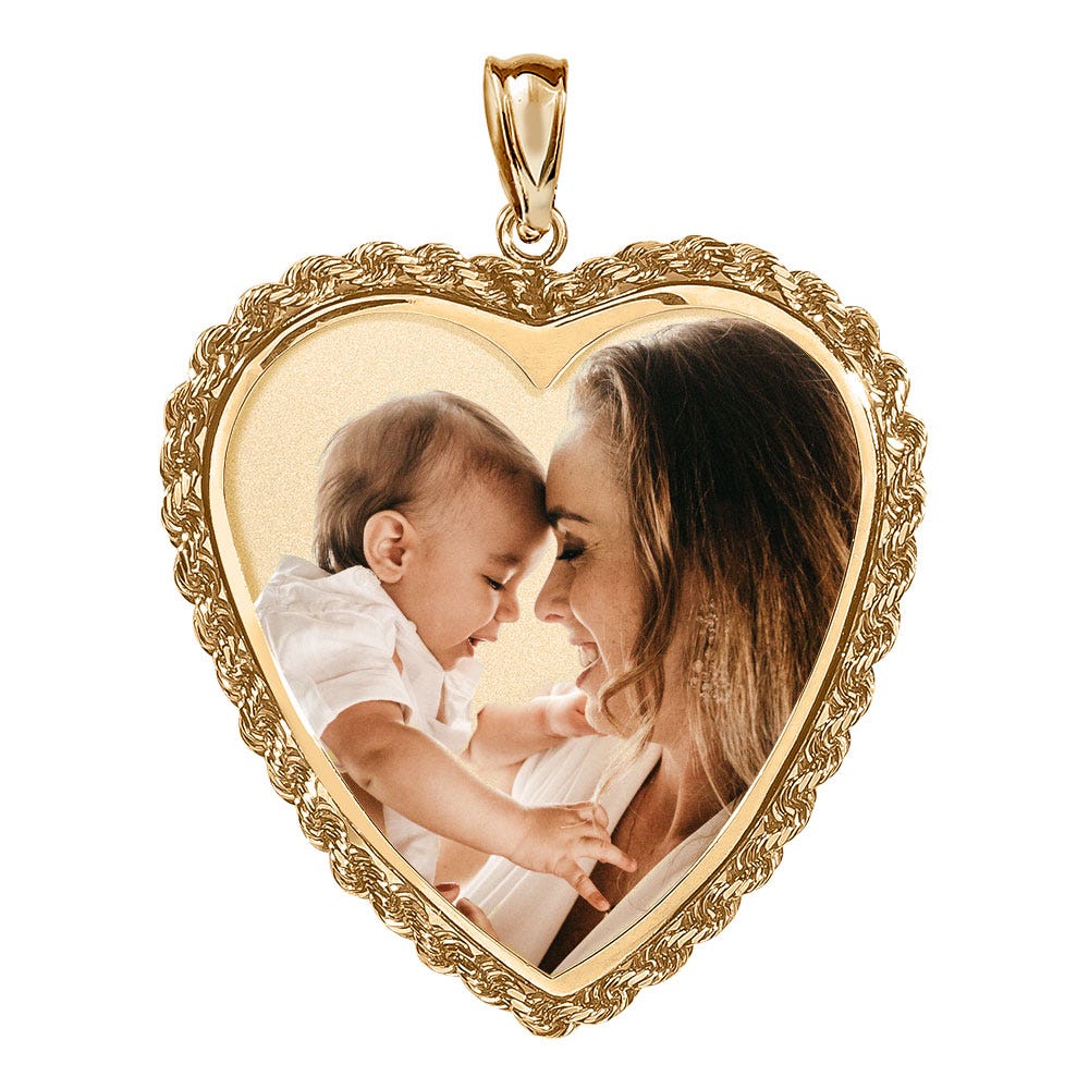 Large Heart With Rope Frame Photo Pendant Picture Charm