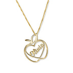 Personalized Teacher's Apple Name Necklace