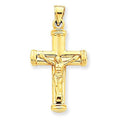 14K Yellow Gold Reversible Hollow Crucifix Cross Pendant