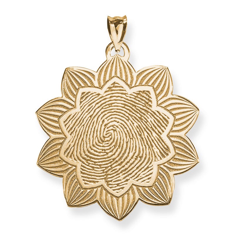 Custom Round Fingerprint Ornate Necklace
