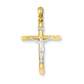 14K Two-Tone Hollow Crucifix Pendant
