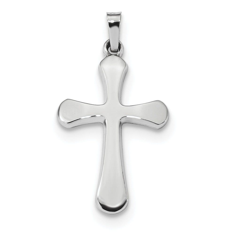 White Gold Polished Rounded Cross Pendant