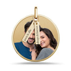 Round Photo Engraved Disc Pendant with Personalized Charms