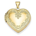 Solid 14K Yellow Gold Floral Heart Photo Locket