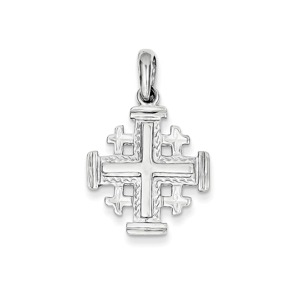 14K White Gold Jerusalem Cross Pendant