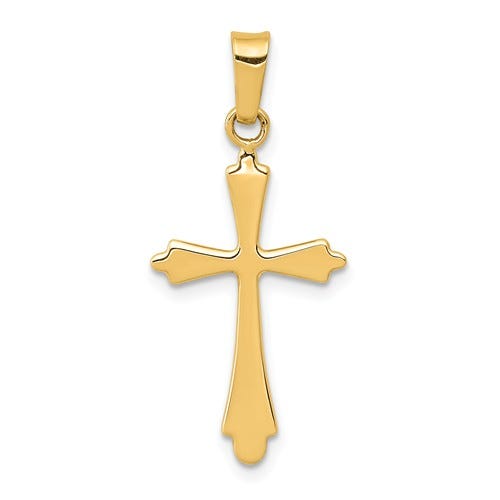 14K Polished Flared-Tip Cross Pendant