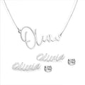 Modern Script Name Necklace and Earring Set
