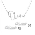Modern Script Name Necklace and Earring Set