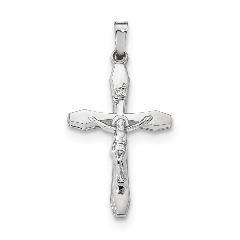 White Gold Polished Inri Crucifix Pendant