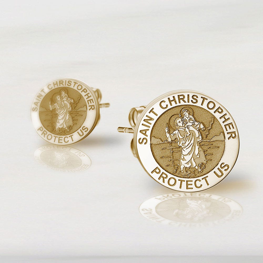 Saint Christopher Protect Us Earrings