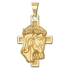 Jesus Profile On A Cross Religious Pendant