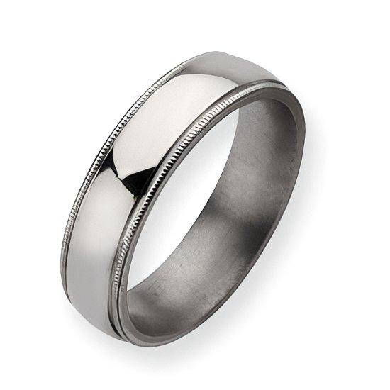 Titanium Grooved and Beaded Approx. 0.24 Inch Polished Wedding Band