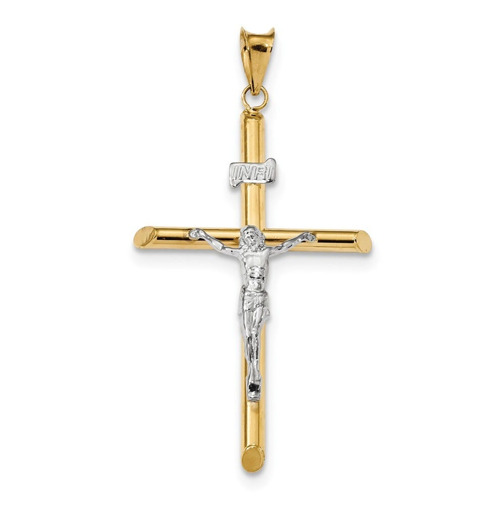 14K Two-Tone Polished Jesus Crucifix Pendant