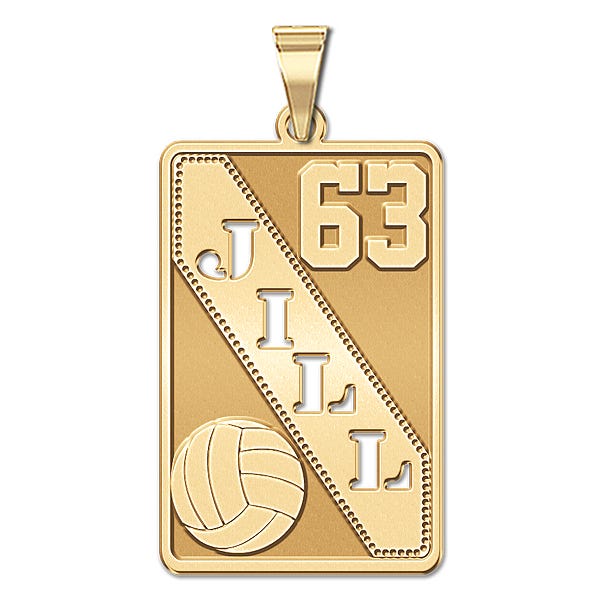 Personalized Volleyball Pendant with Cut-Out Name & Number