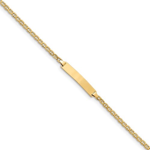 Custom Engraved 14K Gold Women's Anchor Link ID Bracelet