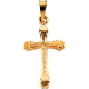 14K Yellow Gold Cross Pendant With Design