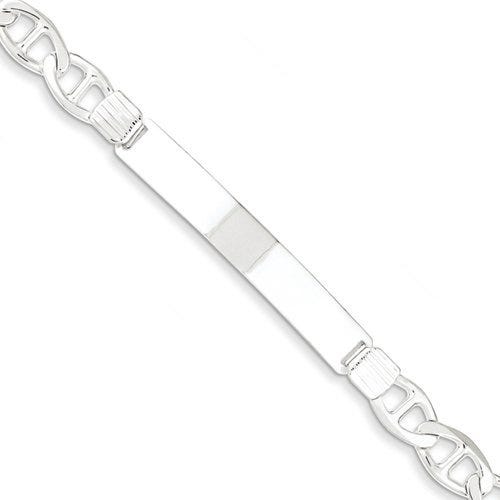 Custom Engraved Sterling Silver Men's Anchor Link ID Bracelet
