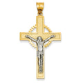 14K Two Tone Diamond Cut Crucifix Pendant