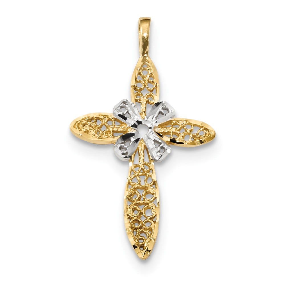 14K Yellow Gold Filigree Cross Pendant