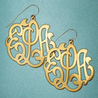 Monogram Fancy Script Earrings with Kidney Wire