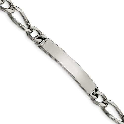 Custom Engraved Stainless Steel Men's Figaro Link ID Bracelet