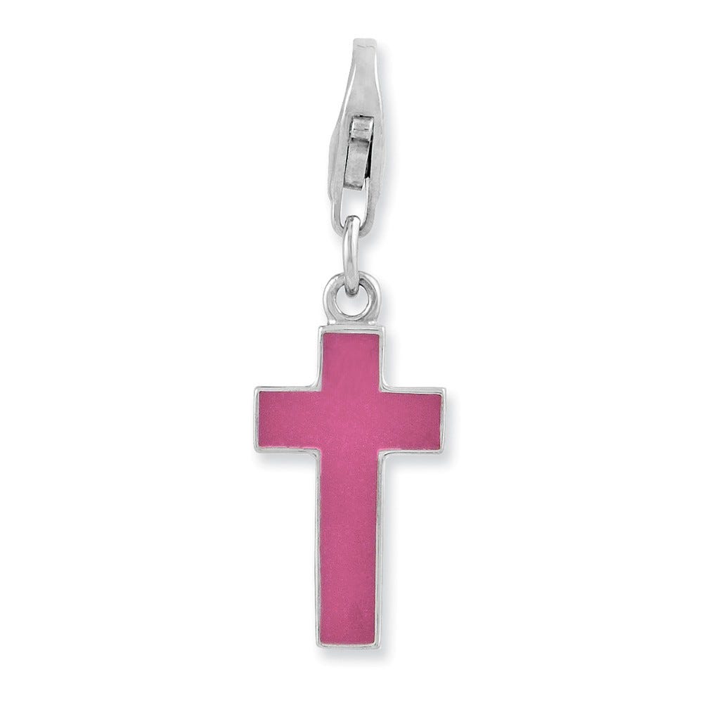 Sterling Silver Enameled Cross Charm