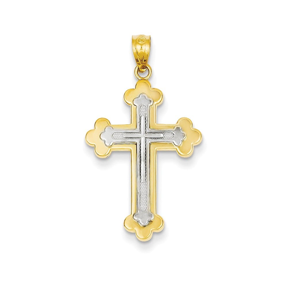Two Tone Budded Cross Pendant
