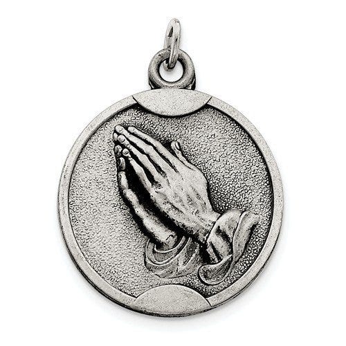 Antiqued Praying Hands Pendant