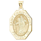Saint Christopher Long Octagon Religious Medal