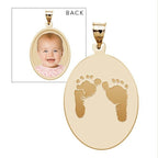 Custom Footprint Oval Charm or Pendant with Reverse Photo Option
