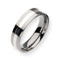 Titanium Sterling Silver Inlay Approx. 0.24 Inch Polished Wedding Band