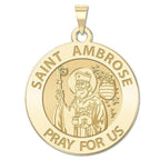 Saint Ambrose Round Religious Medal