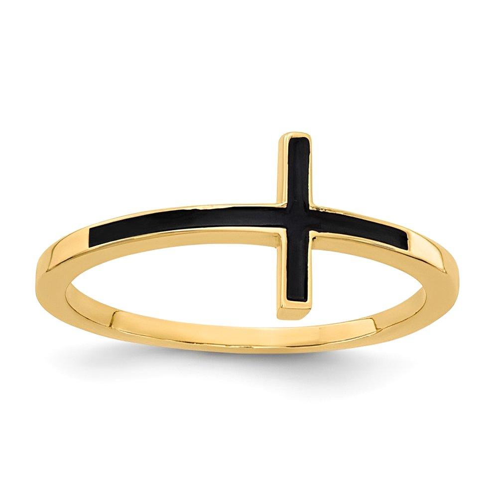 14K Antiqued Sideways Cross Ring