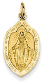 14K Yellow Gold Miraculous Medal Badge Charm