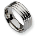 Stainless Steel Grooved Approx. 0.31 Inch Polished Wedding Band
