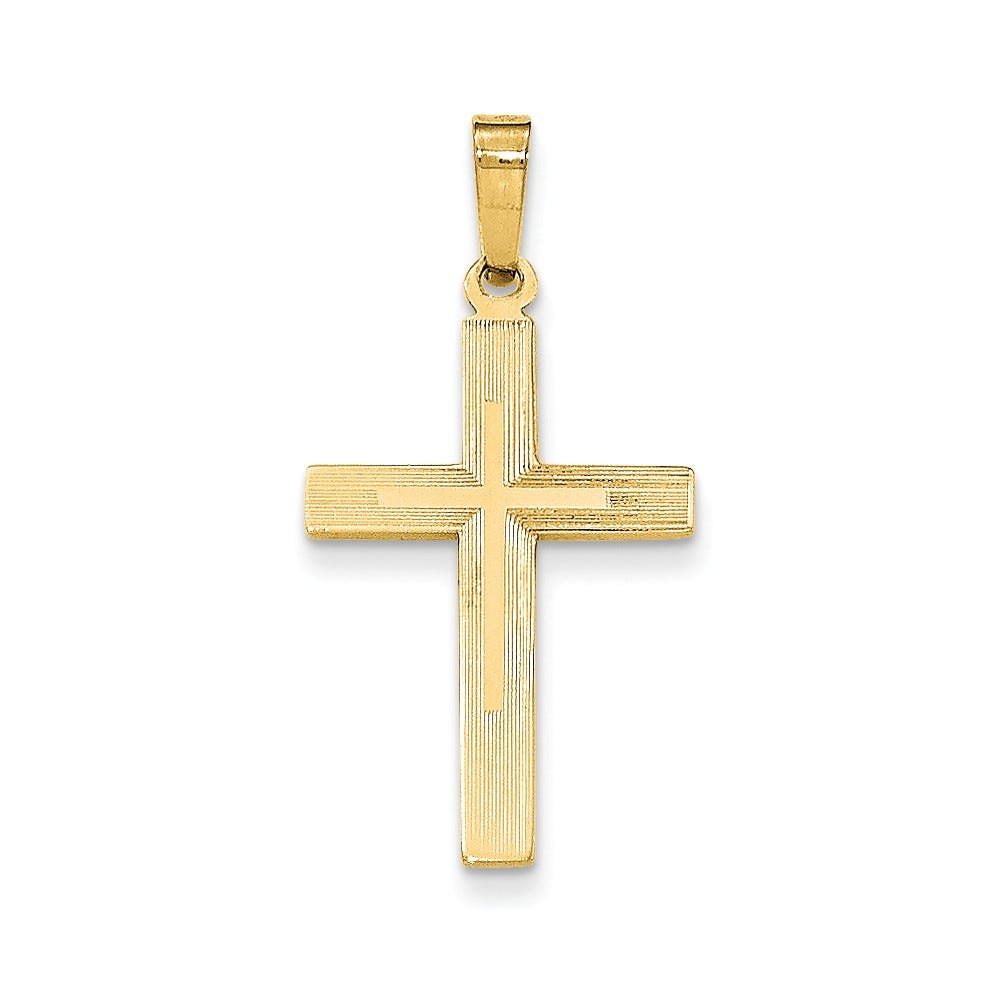14K Gold Brushed Latin Cross Pendant
