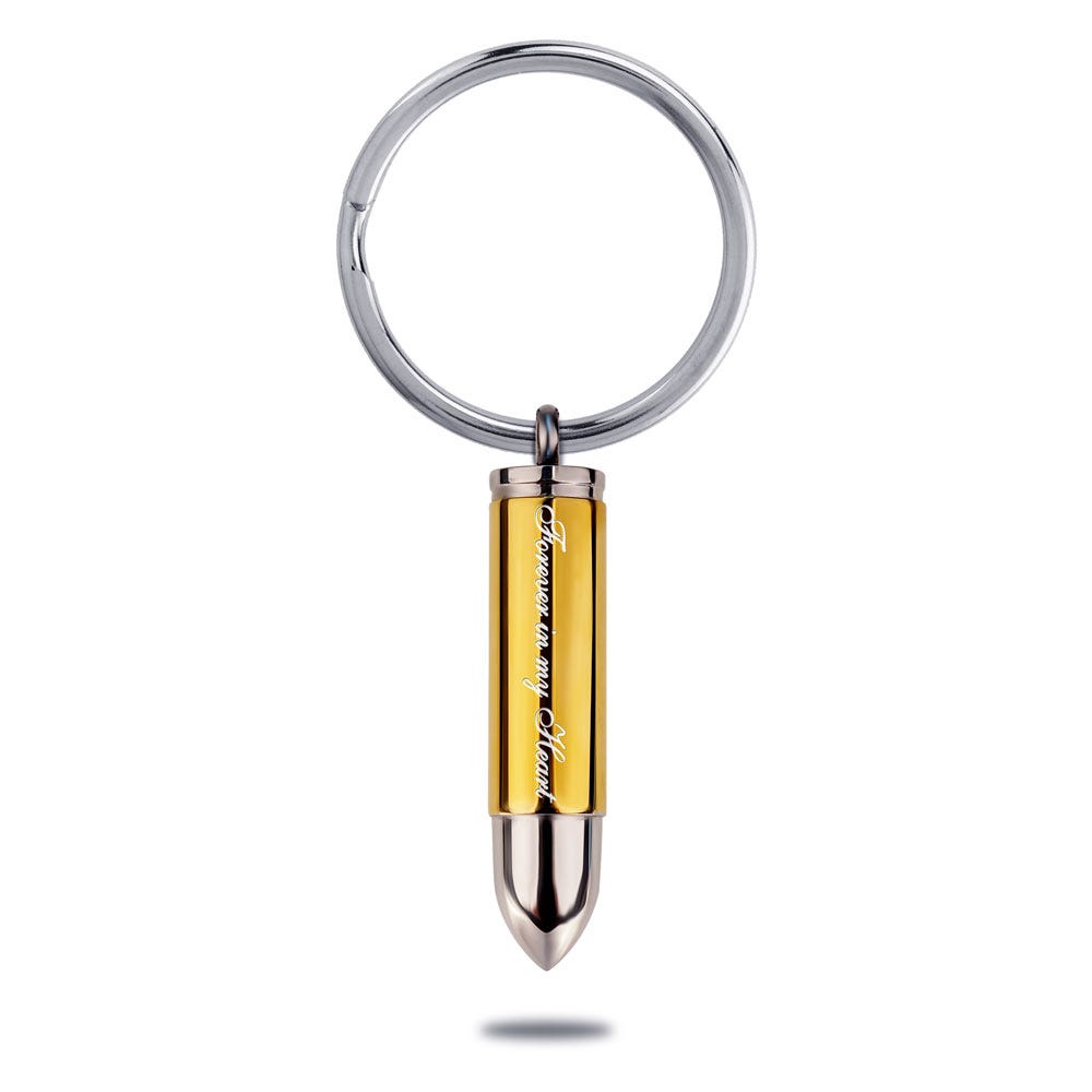 Bullet Shaped "Forever in My Heart" Cremation and Ash Vessel Keychain