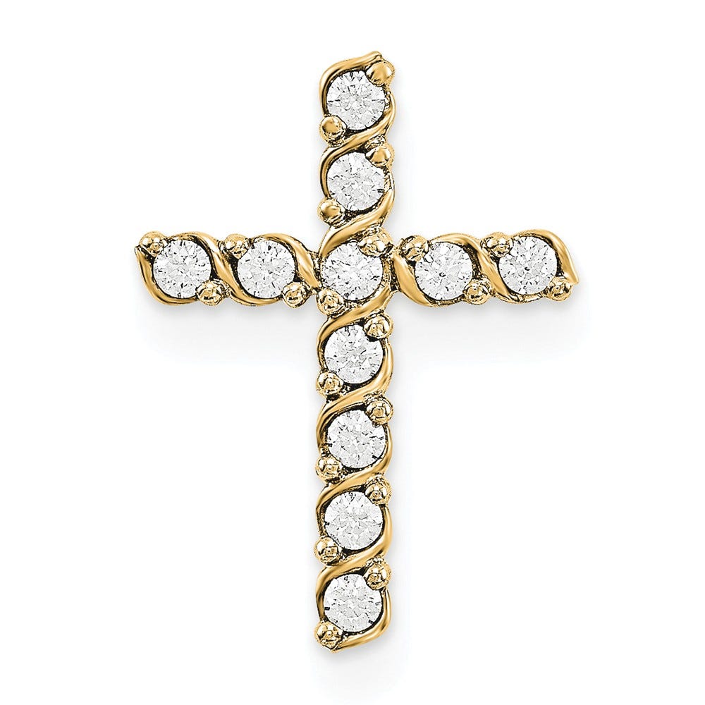 14K Yellow Gold Aaa Diamond Chain Slide