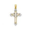 14K Diamond-Cut Rhodium Cross Pendant