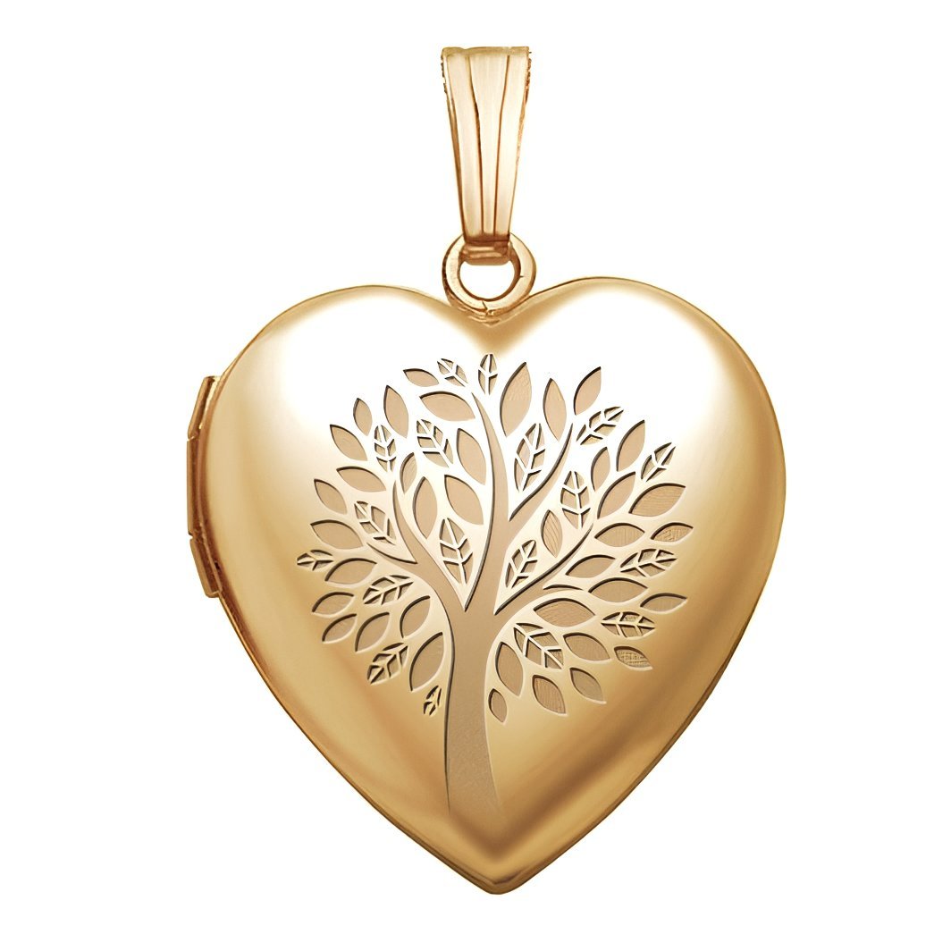 14K Gold-Filled Family Tree Heart Photo Locket