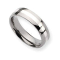 Titanium Sterling Silver Inlay Approx. 0.24 Inch Polished Round Wedding Band