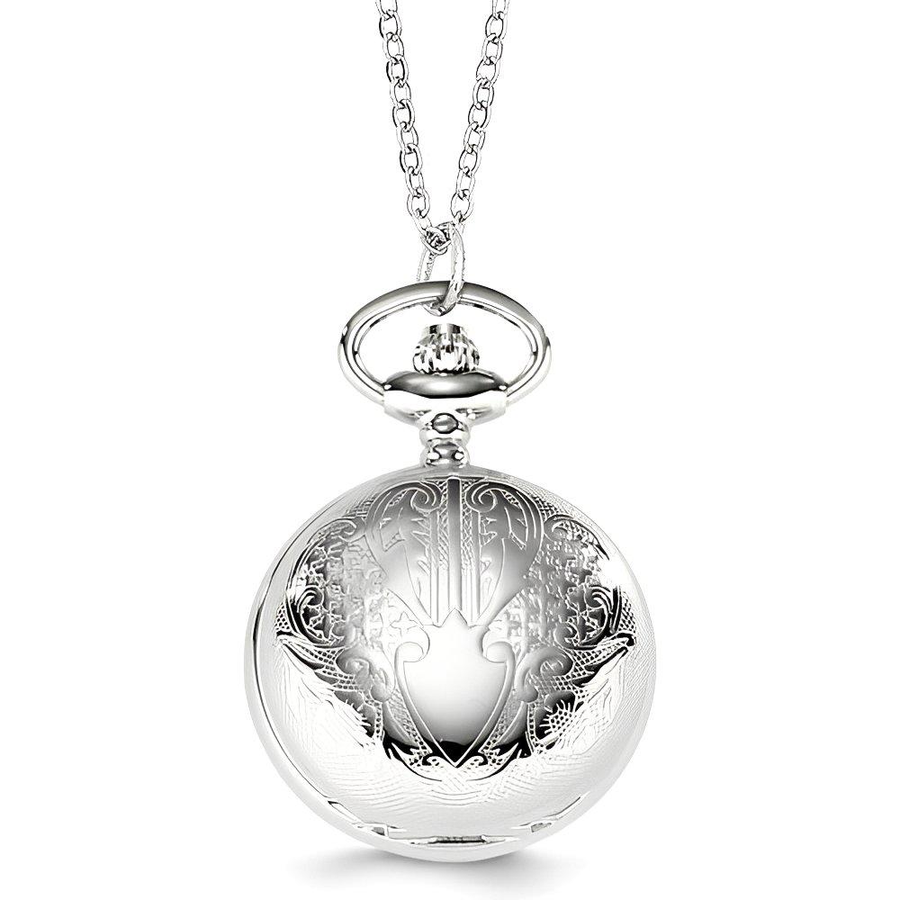 Charles Hubert Women's Chrome Tone Floral Scroll Design Necklace Watch