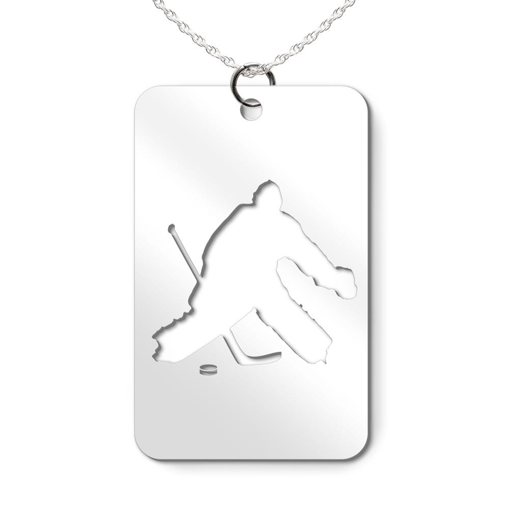 Hockey Goalie Cut-Out Rectangle Pendant