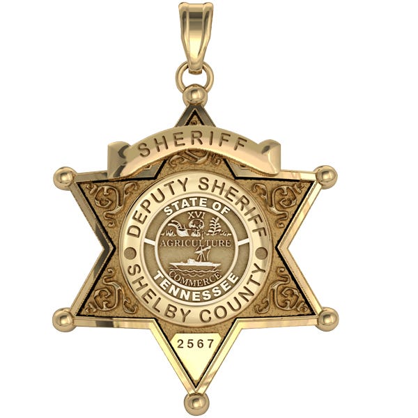 Personalized 6-Point Star Tennessee Sheriff Badge with Rank, Number & Dept.