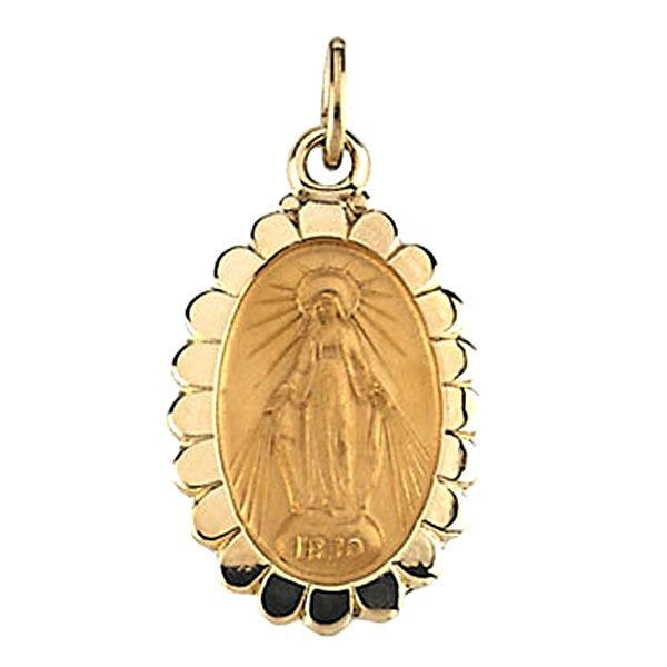 14K Gold Oval Miraculous Medal
