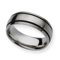 Stainless Steel Black Accent Approx. 0.31 Inch Satin Wedding Band